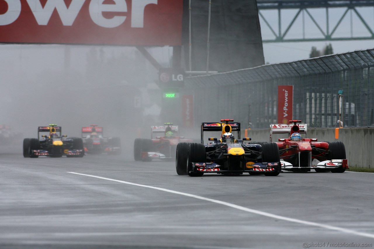 GP CANADA, 12.06.2011- Gara, Sebastian Vettel (GER), Red Bull Racing, RB7 e Fernando Alonso (ESP), Ferrari, F-150 Italia 