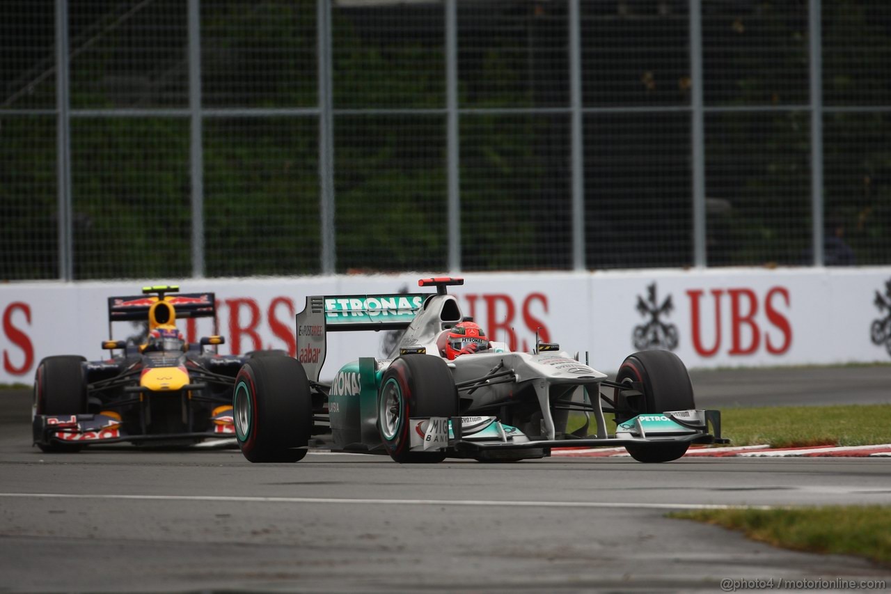 GP CANADA, 12.06.2011- Gara, Michael Schumacher (GER), Mercedes GP Petronas F1 Team, MGP W02 Mark Webber (AUS), Red Bull Racing, RB7 Mark Webber (AUS), Red Bull Racing, RB7 
