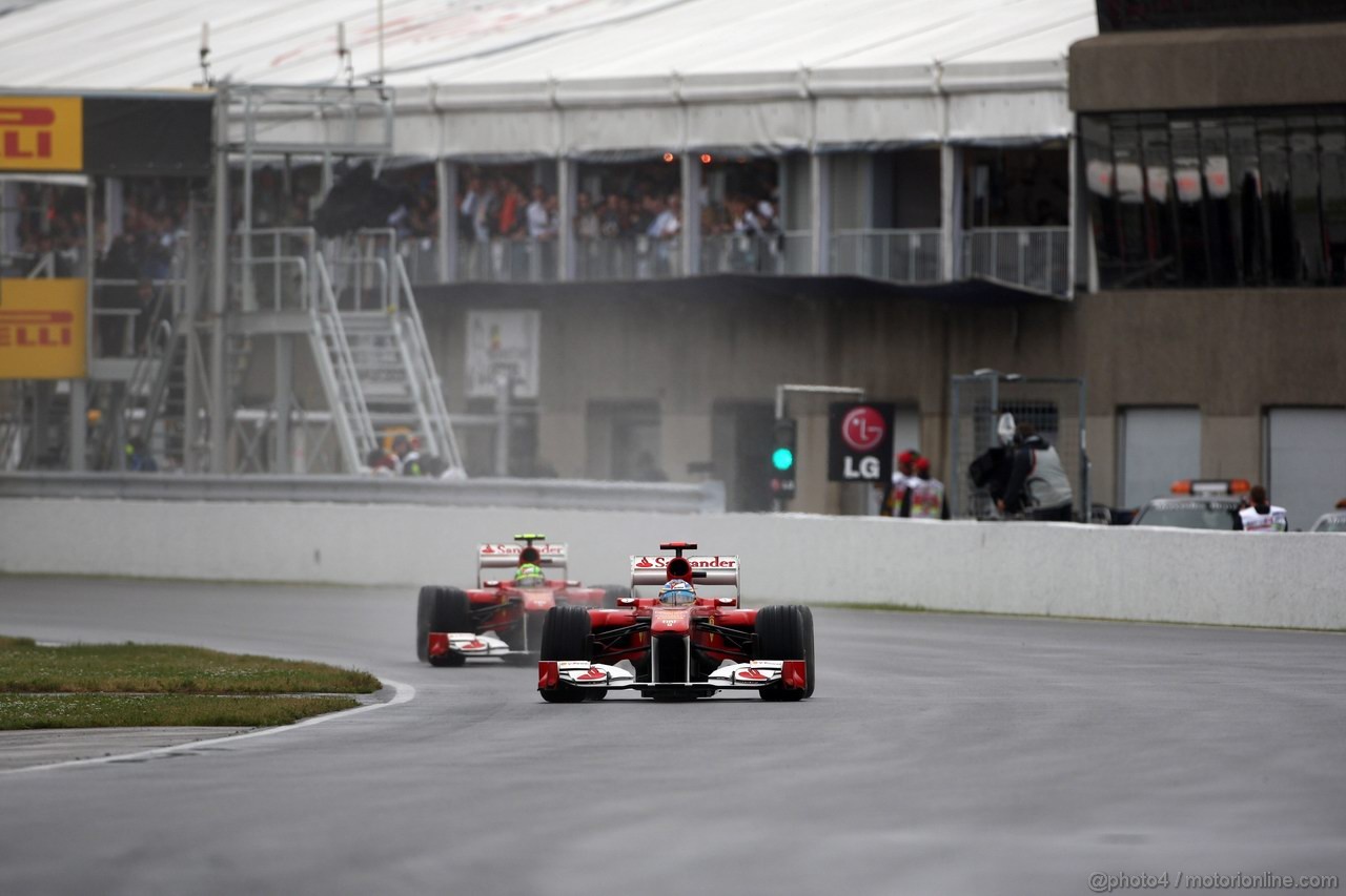 GP CANADA, 12.06.2011- Gara, Fernando Alonso (ESP), Ferrari, F-150 Italia davanti a Felipe Massa (BRA), Ferrari, F-150 Italia 