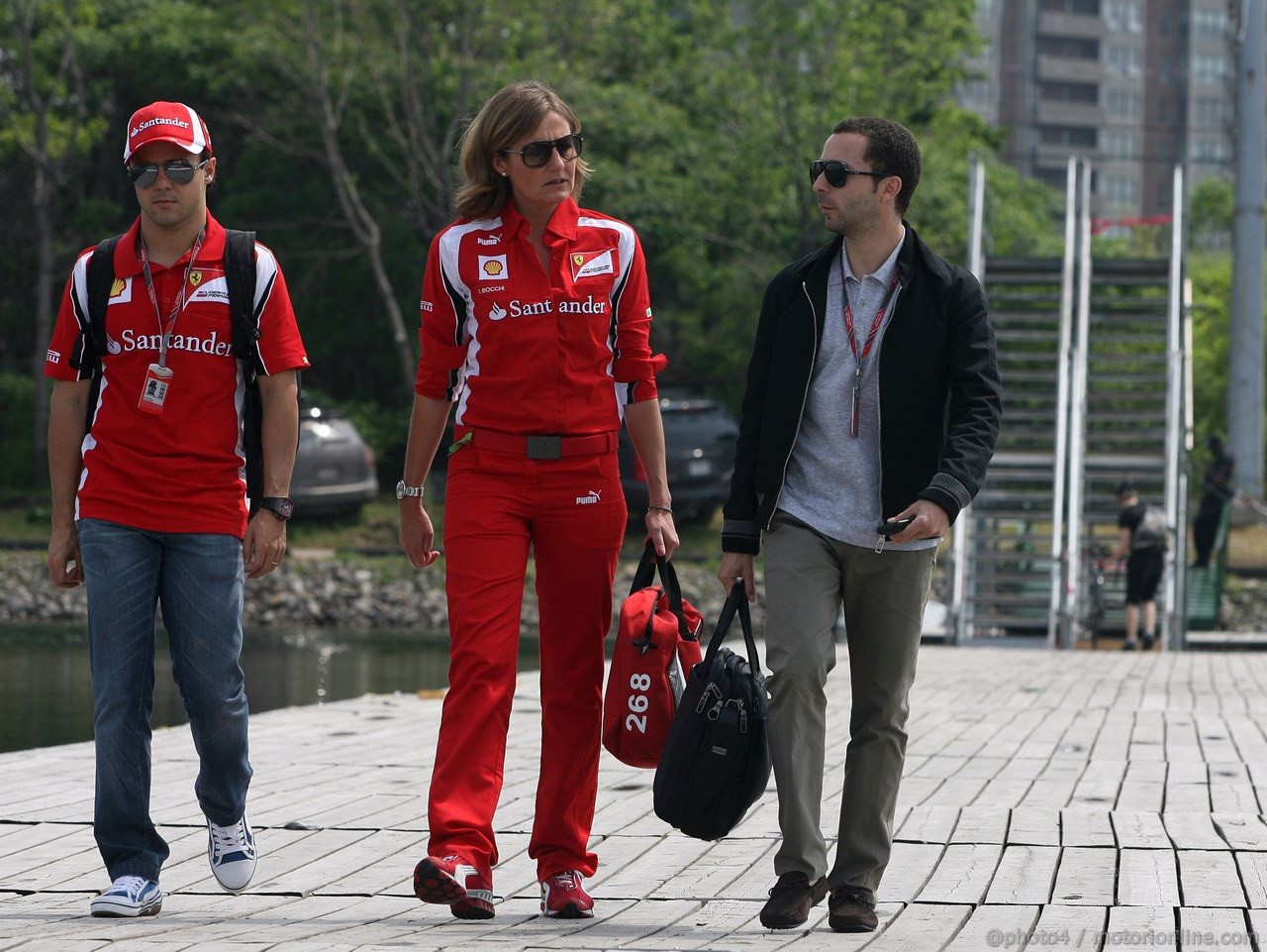 GP CANADA, 09.06.2011- Felipe Massa (BRA), Ferrari, F-150 Italia, Stefania Bocchi (ITA), Press office, Ferrari e Nicola Todt (FRA), Manager di Felipe Massa 