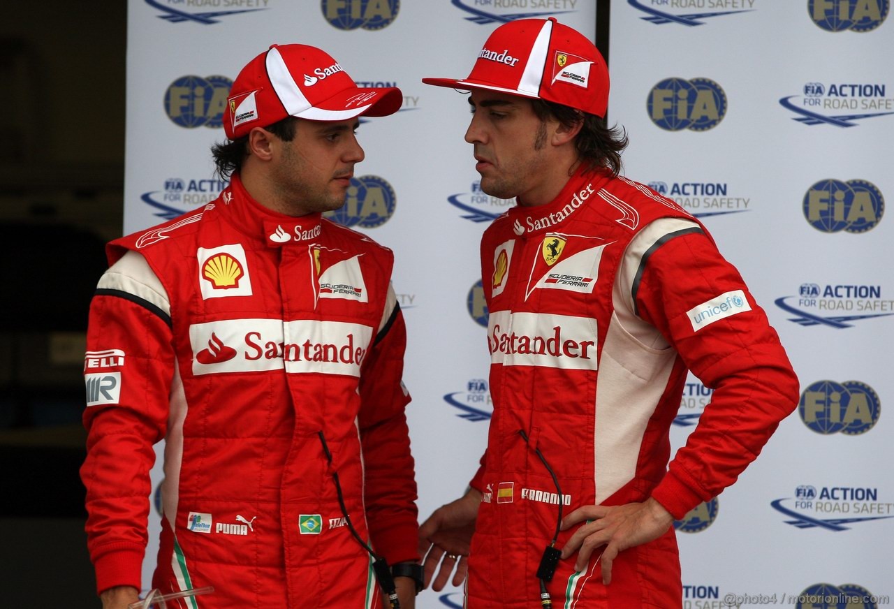 GP CANADA, 11.06.2011- Qualifiche, Felipe Massa (BRA), Ferrari, F-150 Italia terzo e Fernando Alonso (ESP), Ferrari, F-150 Italia secondo 
