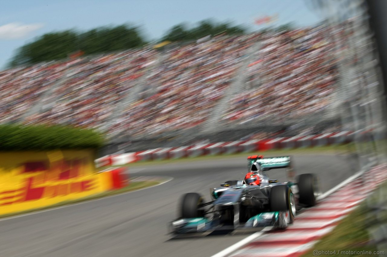 GP CANADA, 10.06.2011- Prove Libere 2, Venerdi', Michael Schumacher (GER), Mercedes GP Petronas F1 Team, MGP W02 