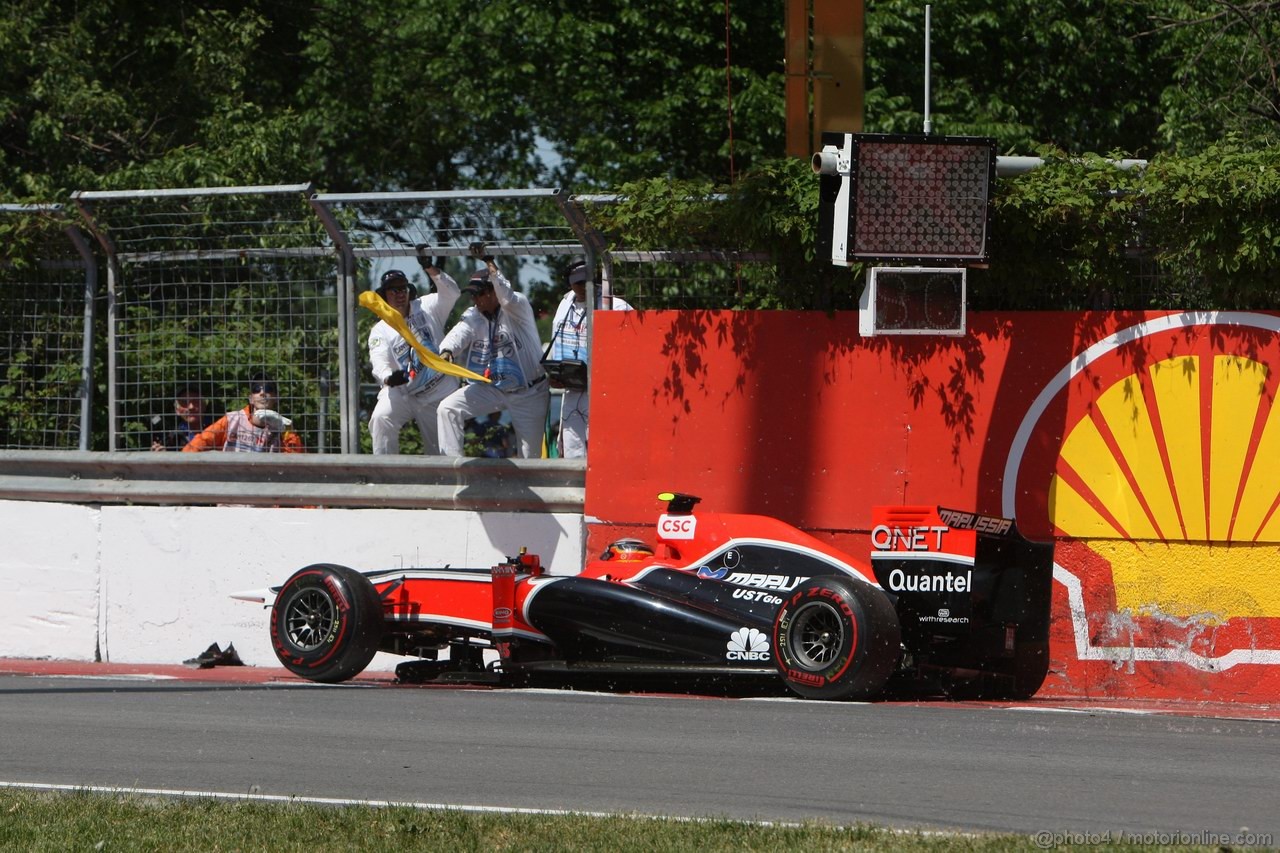 GP CANADA, 10.06.2011- Prove Libere 2, Venerdi', Crash, Jerome D'Ambrosio (BEL), Marussia Virgin Racing VR-02 
