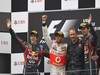 GP CINA, 17.04.2011- Gara, Lewis Hamilton (GBR), McLaren Mercedes, MP4-26 vincitore, Sebastian Vettel (GER), Red Bull Racing, RB7 secondo e Mark Webber (AUS), Red Bull Racing, RB7 terzo