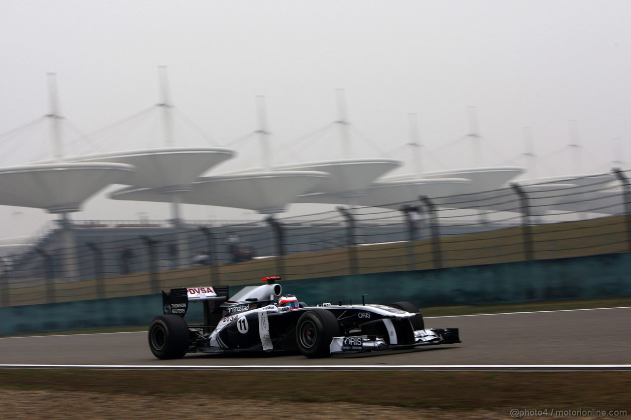 GP CINA, 15.04.2011- Prove Libere 1, Venerdi', Rubens Barrichello (BRA), Williams FW33 