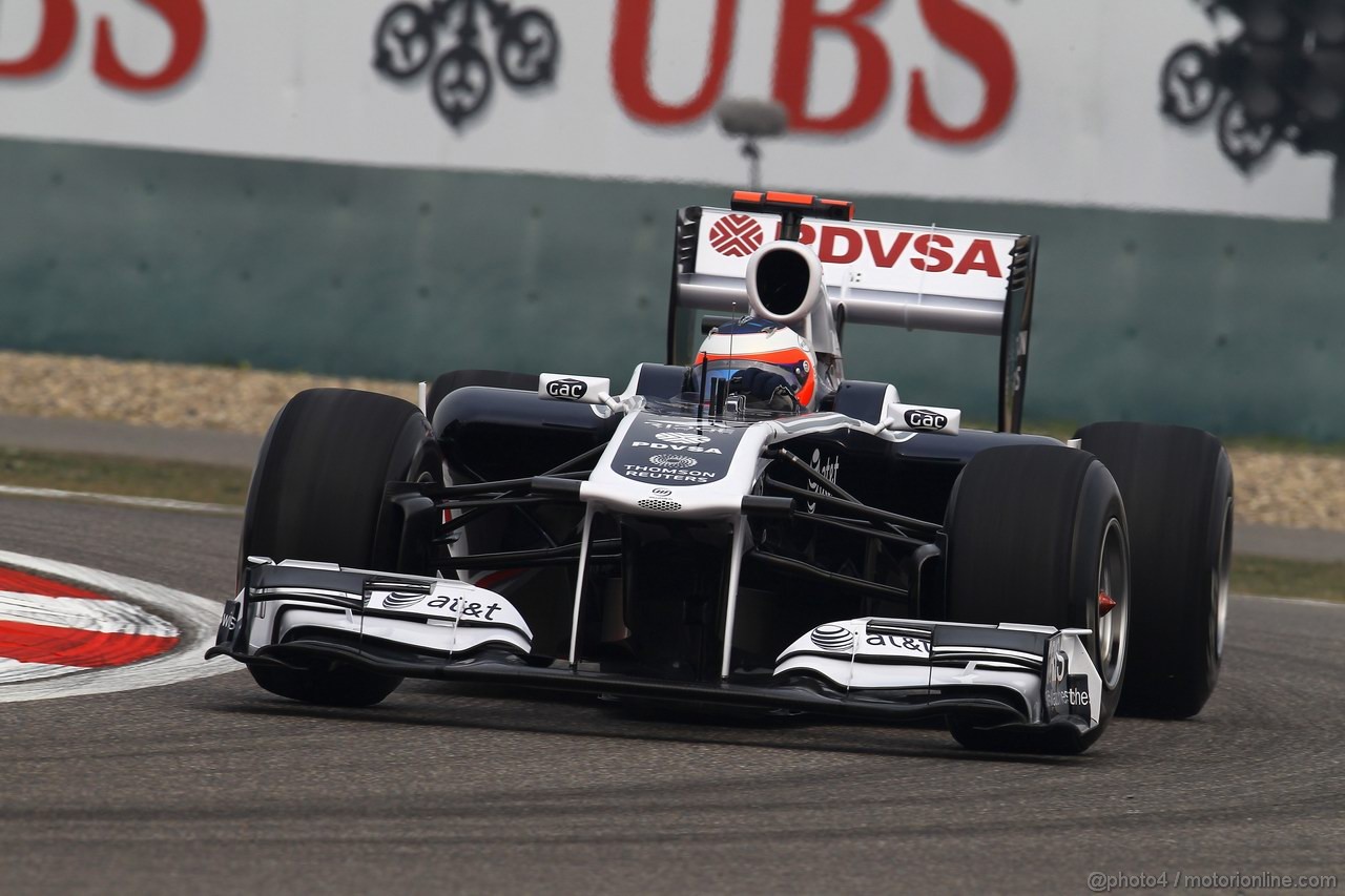GP CINA, 15.04.2011- Prove Libere 1, Venerdi', Rubens Barrichello (BRA), Williams FW33 ,LEGAL NOTICE: THIS PICTURE IS NOT FOR CHINA