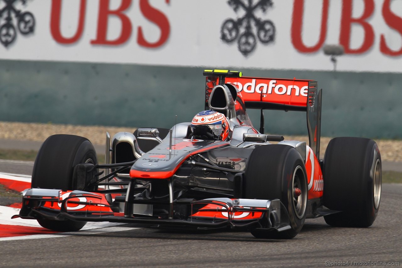 GP CINA, 15.04.2011- Prove Libere 1, Venerdi', Jenson Button (GBR), McLaren  Mercedes, MP4-26 ,LEGAL NOTICE: THIS PICTURE IS NOT FOR CHINA