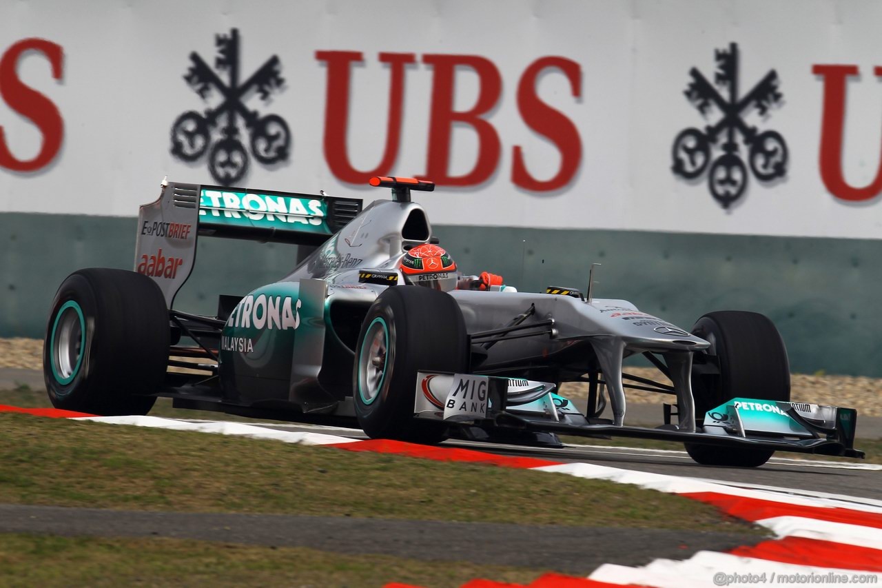GP CINA, 15.04.2011- Prove Libere 1, Venerdi', Michael Schumacher (GER), Mercedes GP Petronas F1 Team, MGP W02 ,LEGAL NOTICE: THIS PICTURE IS NOT FOR CHINA