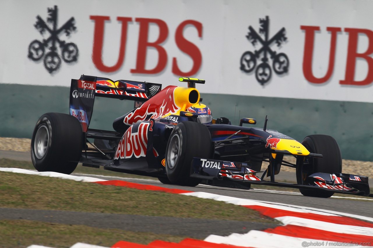 GP CINA, 15.04.2011- Prove Libere 1, Venerdi',Mark Webber (AUS), Red Bull Racing, RB7  ,LEGAL NOTICE: THIS PICTURE IS NOT FOR CHINA