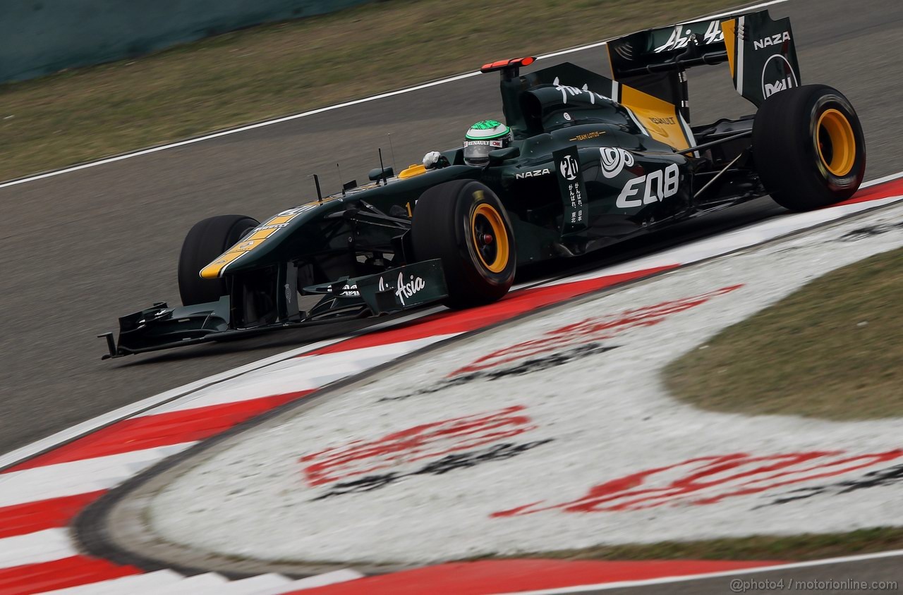 GP CINA, 15.04.2011- Prove Libere 1, Venerdi',Heikki Kovalainen (FIN), Team Lotus, TL11  , LEGAL NOTICE: THIS PICTURE IS NOT FOR CHINA