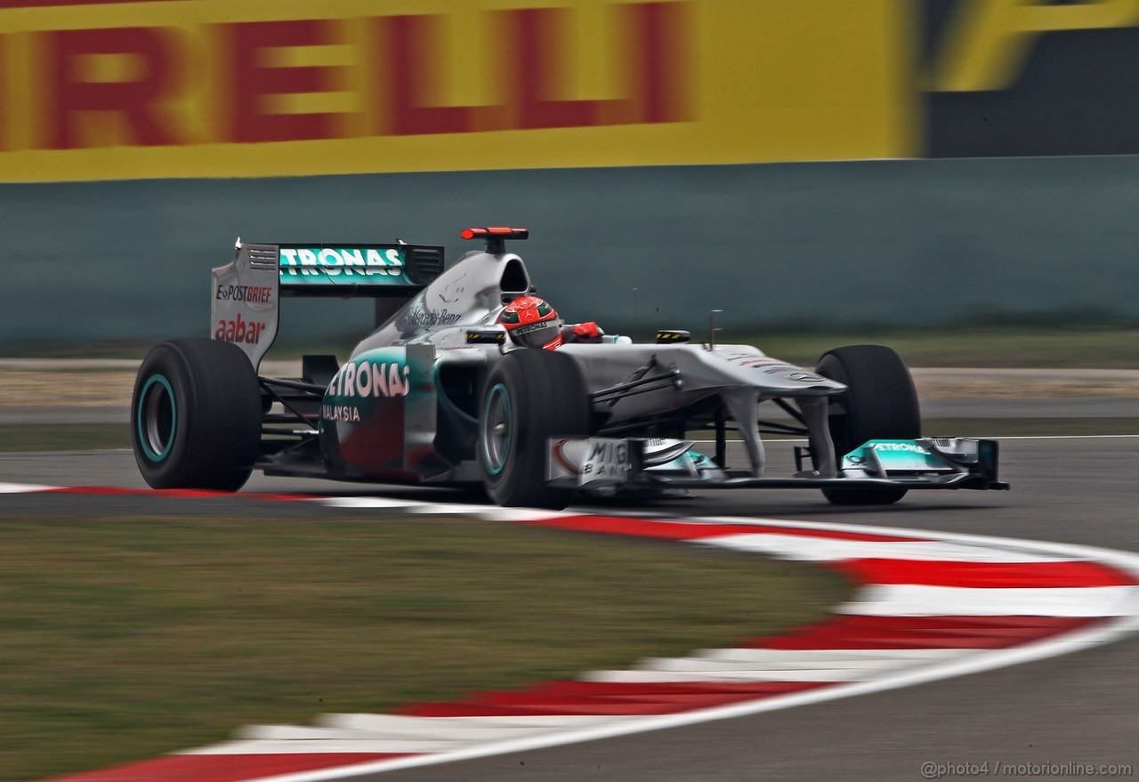 GP CINA, 15.04.2011- Prove Libere 1, Venerdi', Michael Schumacher (GER), Mercedes GP Petronas F1 Team, MGP W02 , LEGAL NOTICE: THIS PICTURE IS NOT FOR CHINA