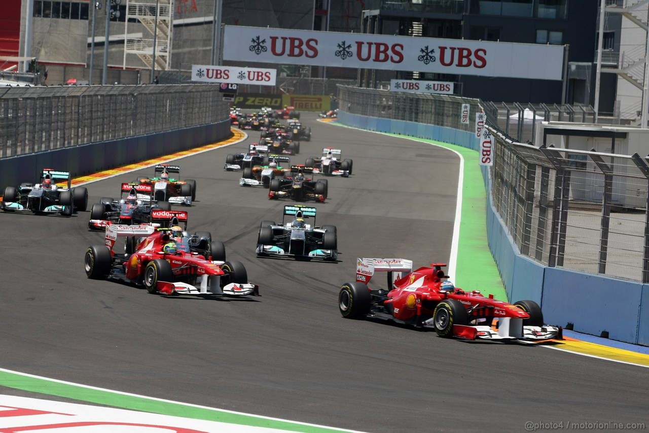 GP EUROPA, 26.06.2011- Gara, Fernando Alonso (ESP), Ferrari, F-150 Italia davanti a Felipe Massa (BRA), Ferrari, F-150 Italia 