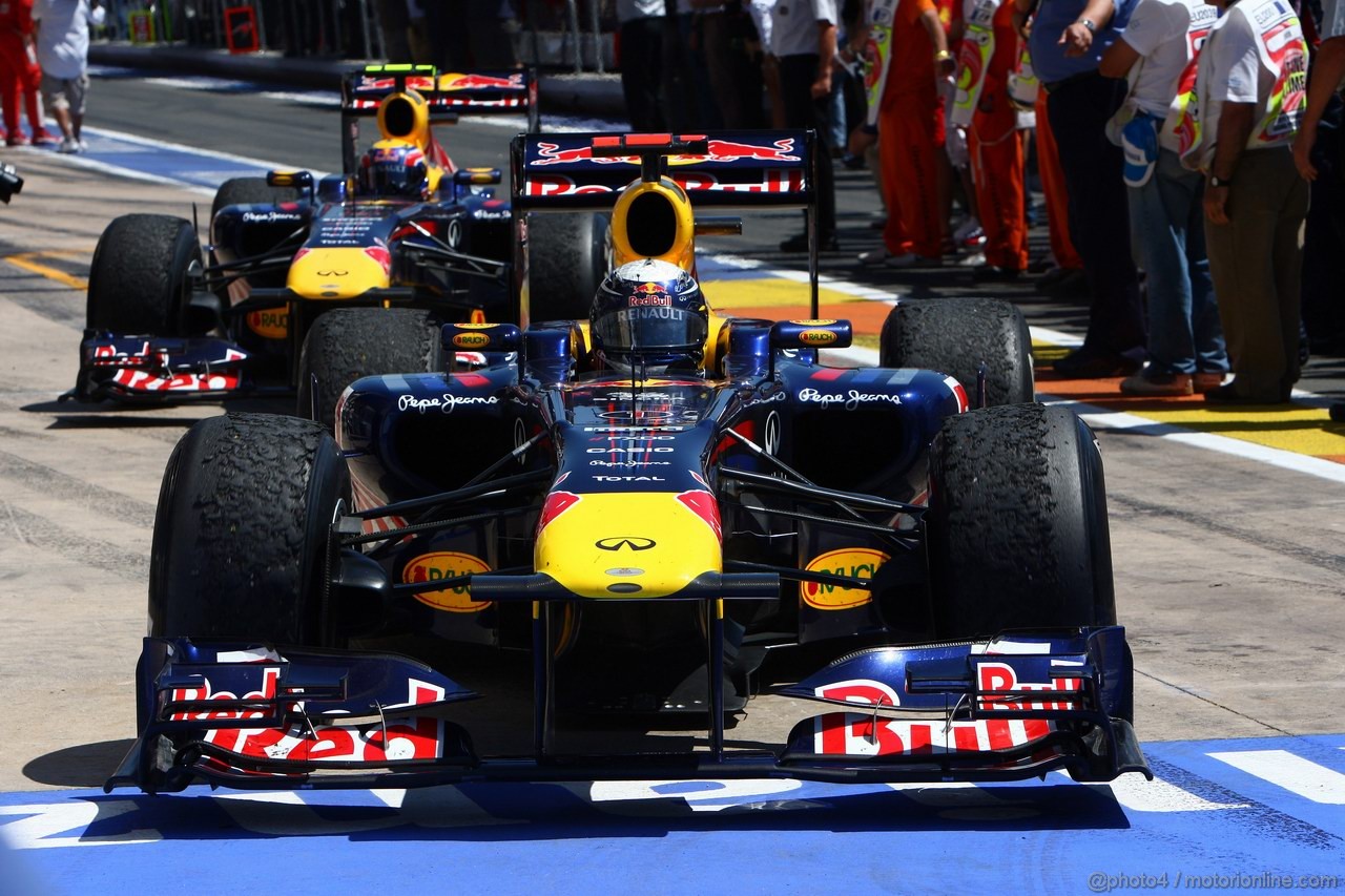 GP EUROPA, 26.06.2011- Gara, Sebastian Vettel (GER), Red Bull Racing, RB7 vincitore e Mark Webber (AUS), Red Bull Racing, RB7 terzo 