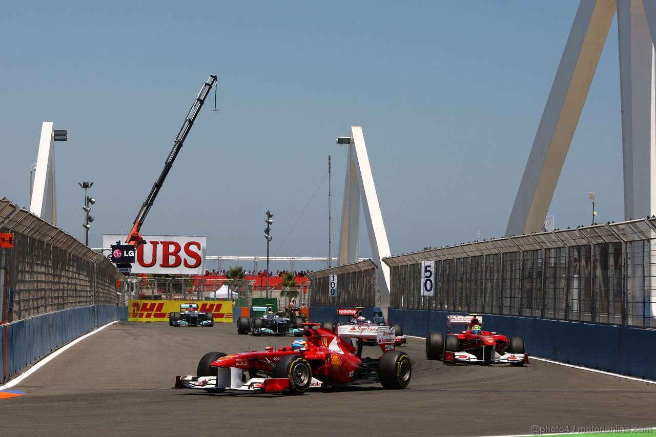 GP EUROPA, 26.06.2011- Gara, Fernando Alonso (ESP), Ferrari, F-150 Italia davanti a Felipe Massa (BRA), Ferrari, F-150 Italia 