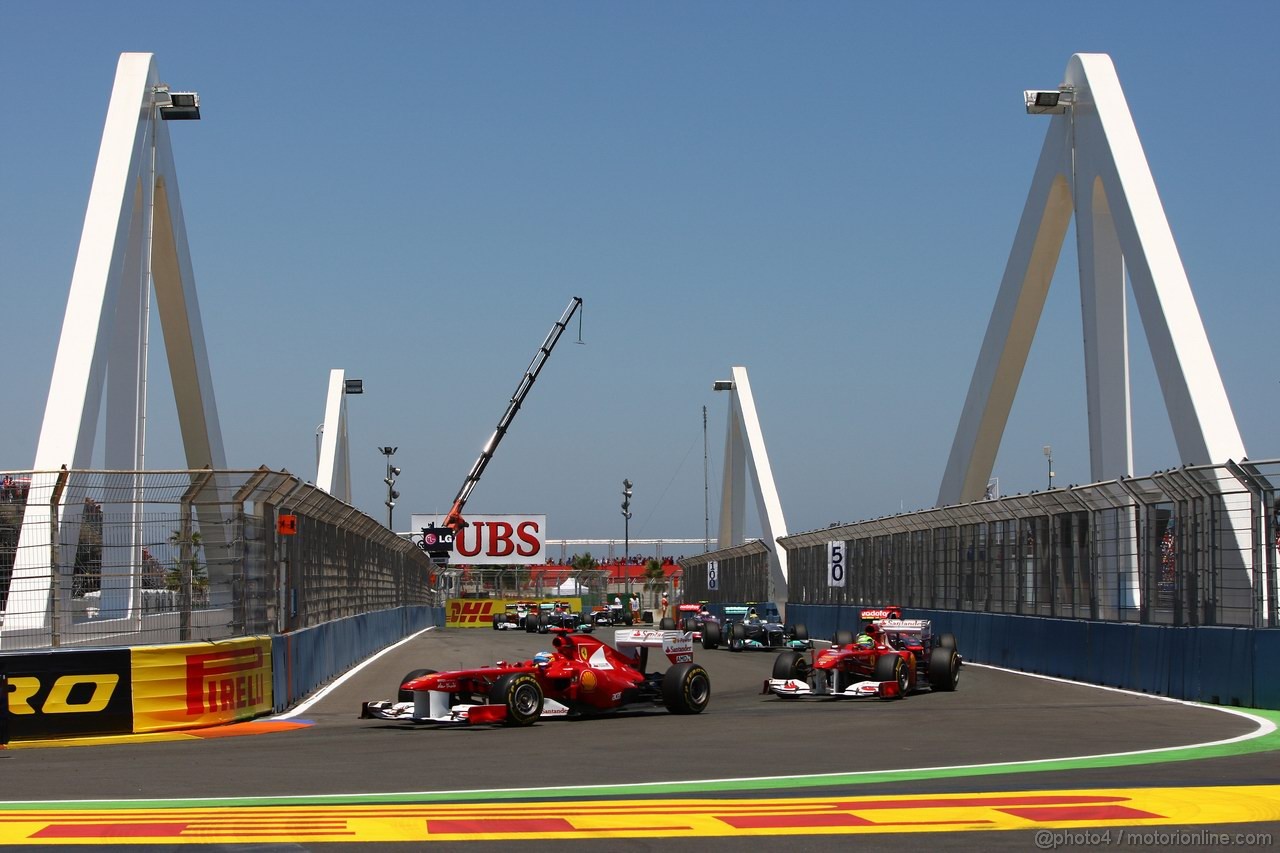 GP EUROPA, 26.06.2011- Gara, Fernando Alonso (ESP), Ferrari, F-150 Italia e Felipe Massa (BRA), Ferrari, F-150 Italia 