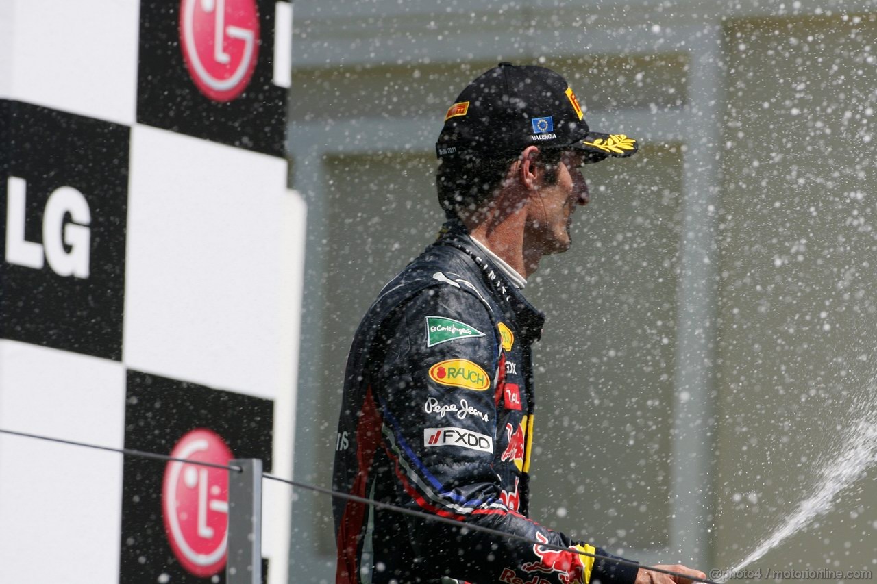 GP EUROPA, 26.06.2011- Gara, Mark Webber (AUS), Red Bull Racing, RB7 terzo 