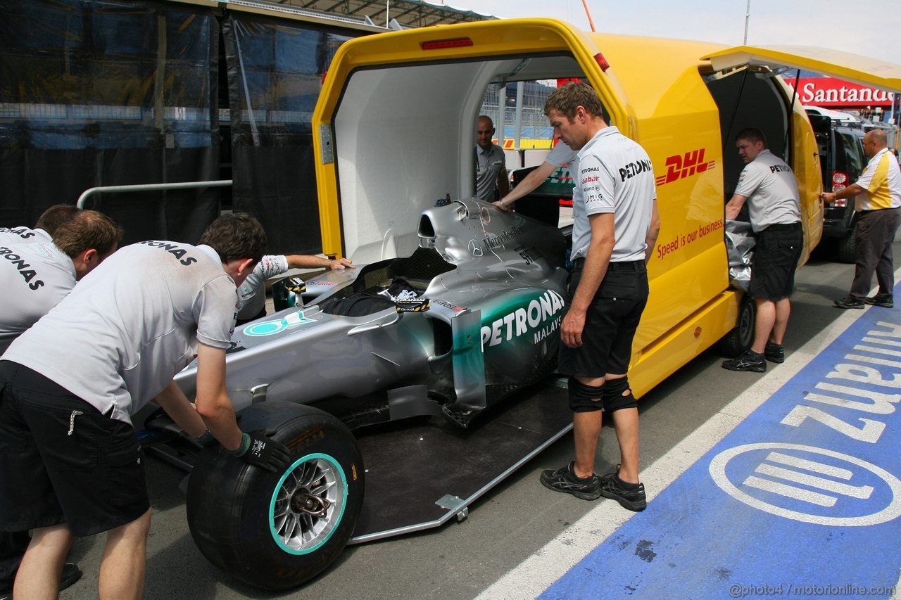 GP EUROPA, 23.06.2011- The  Mercedes GP Petronas F1 Team, MGP W02 coming in the circuti