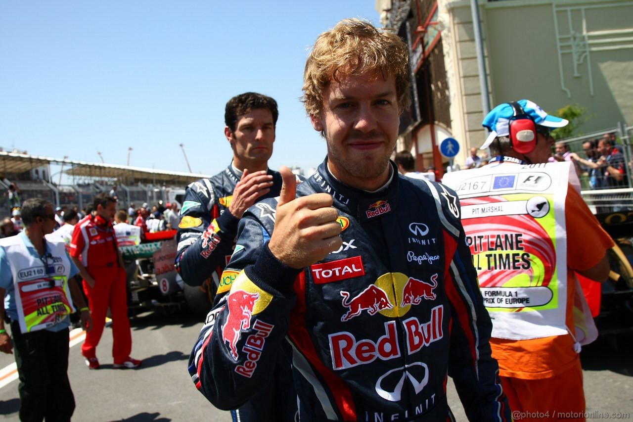 GP EUROPA, 25.06.2011- Qualifiche, Sebastian Vettel (GER), Red Bull Racing, RB7 e Mark Webber (AUS), Red Bull Racing, RB7 secondo 