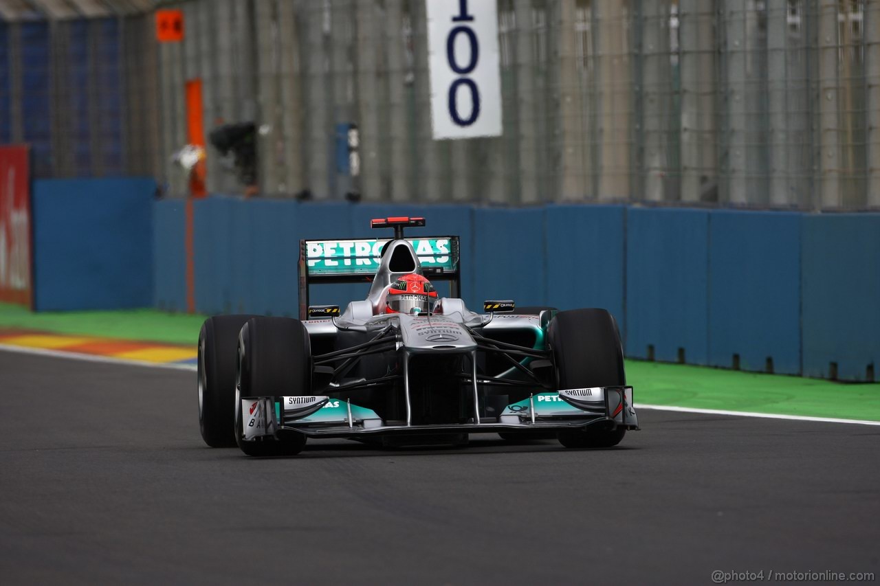 GP EUROPA, 24.06.2011- Prove Libere 1, Venerdi', Michael Schumacher (GER), Mercedes GP Petronas F1 Team, MGP W02 