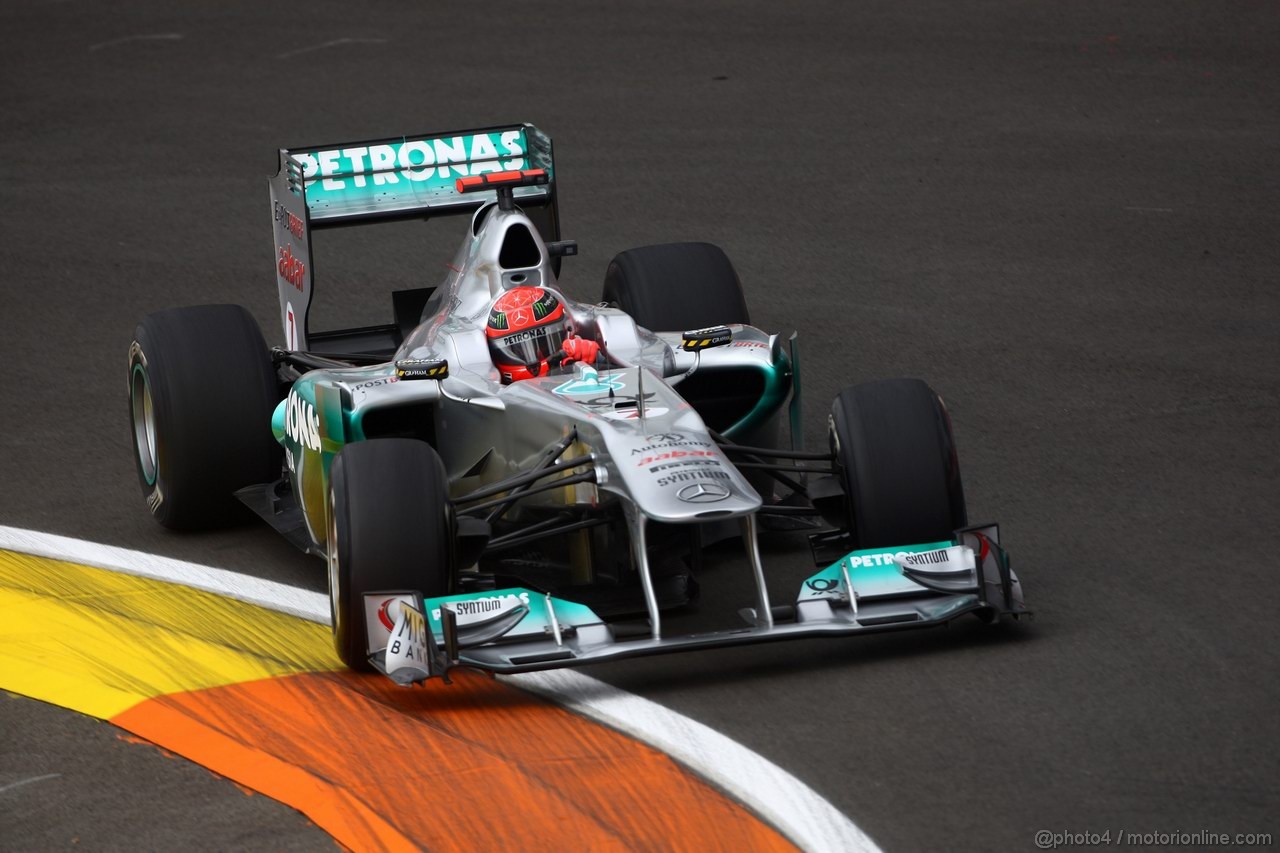 GP EUROPA, 24.06.2011- Prove Libere 1, Venerdi', Michael Schumacher (GER), Mercedes GP Petronas F1 Team, MGP W02 