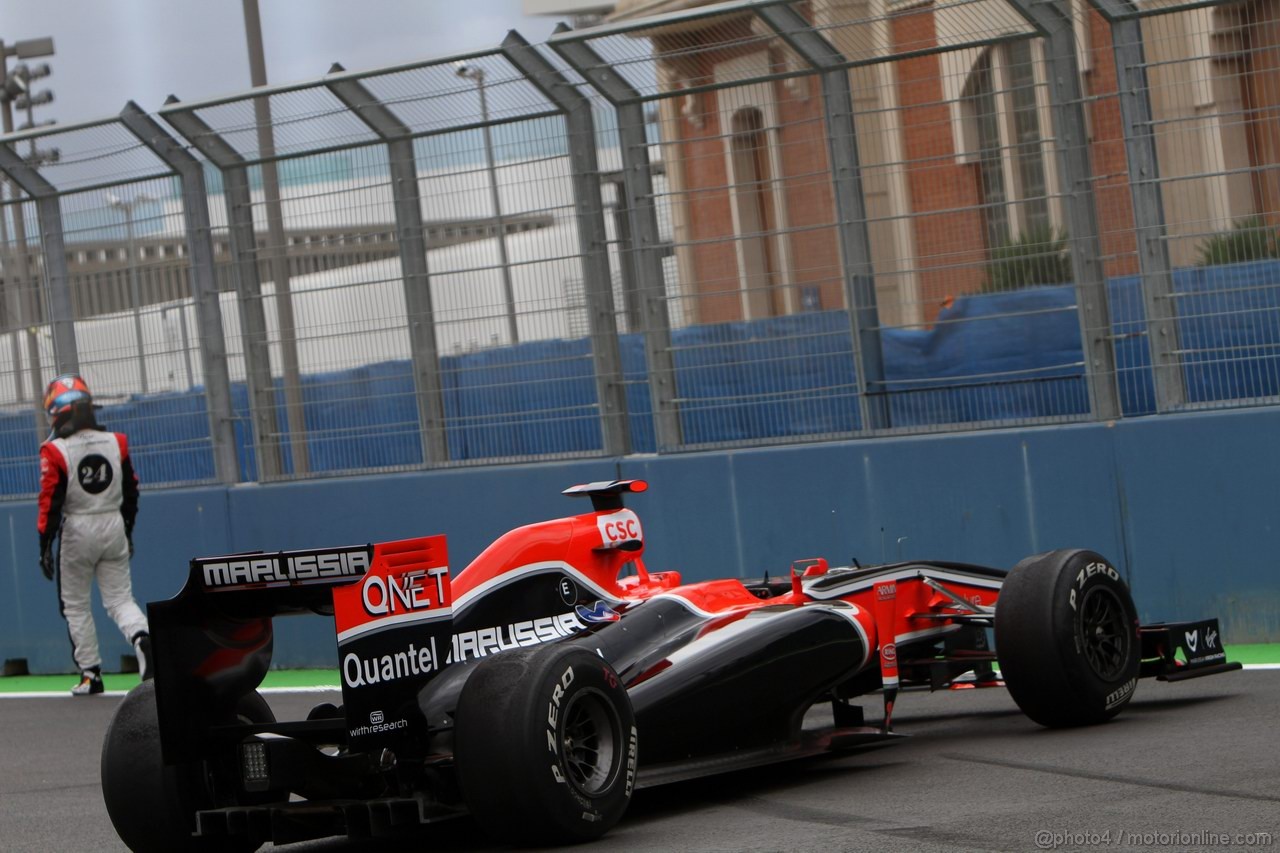 GP EUROPA, 24.06.2011- Prove Libere 1, Venerdi', Timo Glock (GER), Marussia Virgin Racing VR-02 retires from the practice 1 