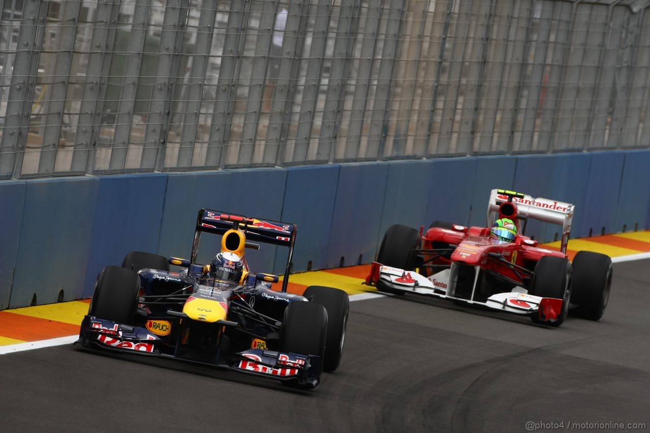 GP EUROPA, 24.06.2011- Prove Libere 1, Venerdi', Sebastian Vettel (GER), Red Bull Racing, RB7 e Felipe Massa (BRA), Ferrari, F-150 Italia 