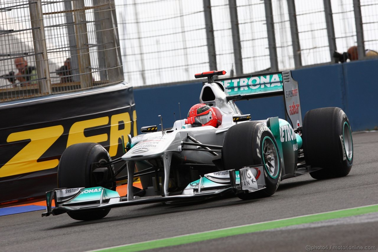 GP EUROPA, 24.06.2011- Prove Libere 1, Venerdi', Michael Schumacher (GER), Mercedes GP Petronas F1 Team, MGP W02 