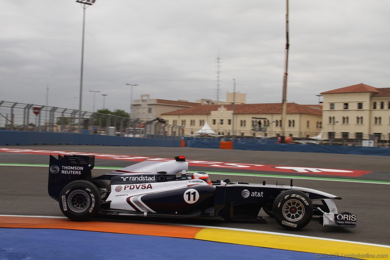 GP EUROPA, 24.06.2011- Prove Libere 2, Venerdi', Rubens Barrichello (BRA), Williams FW33 