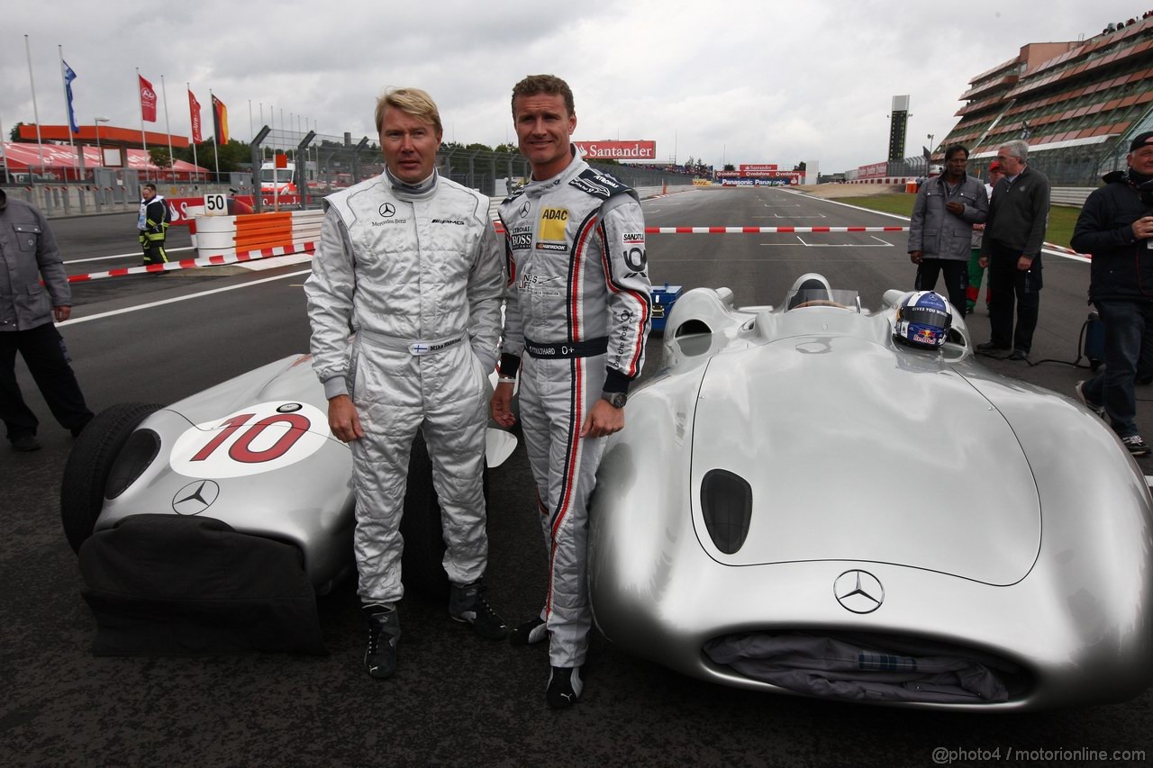 GP GERMANIA, 24.07.2011- Mika Hakkinen (FIN), ex F1 driver e David Coulthard (GBR) with the Mercedes W196 e w196S