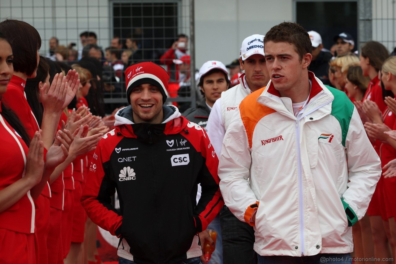 GP GERMANIA, 24.07.2011- Jerome D'Ambrosio (BEL), Marussia Virgin Racing VR-02 e Paul di Resta (GBR) Force India VJM04 