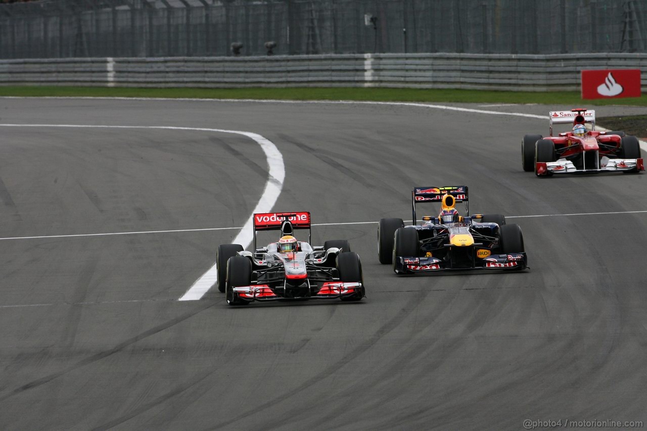 GP GERMANIA, 24.07.2011- Gara, Lewis Hamilton (GBR), McLaren  Mercedes, MP4-26 e Mark Webber (AUS), Red Bull Racing, RB7 