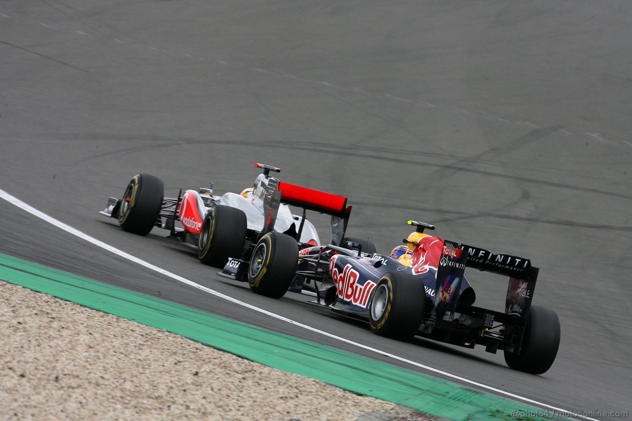 GP GERMANIA, 24.07.2011- Gara, Lewis Hamilton (GBR), McLaren  Mercedes, MP4-26 e Mark Webber (AUS), Red Bull Racing, RB7 