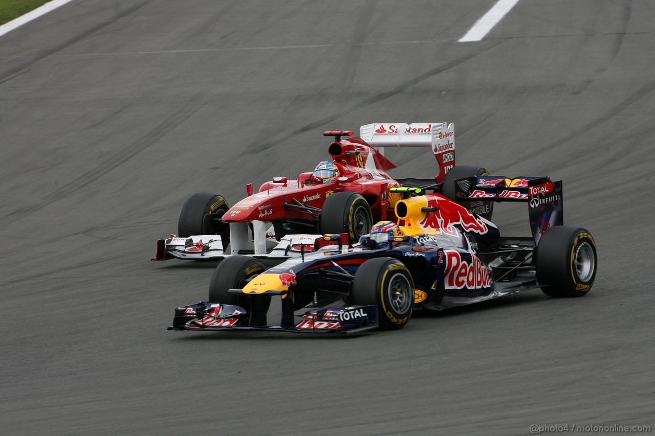 GP GERMANIA, 24.07.2011- Gara, Fernando Alonso (ESP), Ferrari, F-150 Italia e Mark Webber (AUS), Red Bull Racing, RB7 