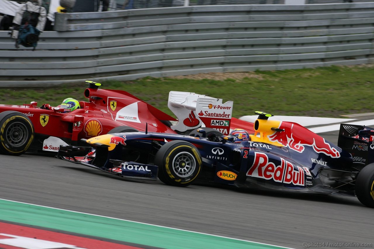 GP GERMANIA, 24.07.2011- Gara, Felipe Massa (BRA), Ferrari, F-150 Italia e Mark Webber (AUS), Red Bull Racing, RB7 