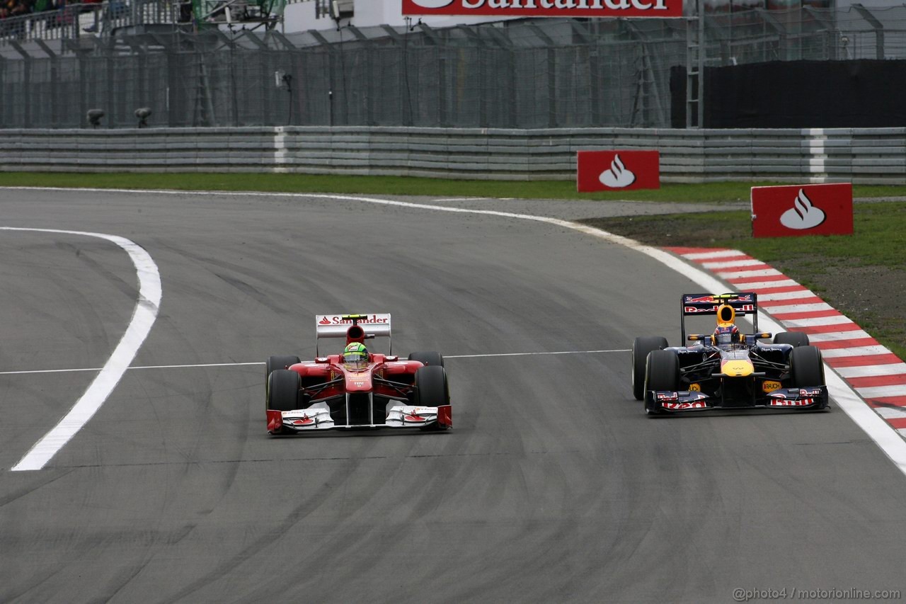 GP GERMANIA, 24.07.2011- Gara, Felipe Massa (BRA), Ferrari, F-150 Italia e Mark Webber (AUS), Red Bull Racing, RB7 