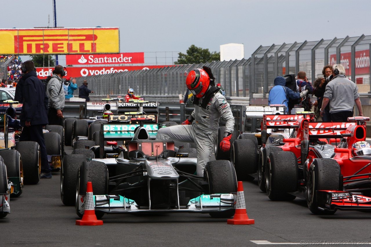 GP GERMANIA, 24.07.2011- Gara, Parc fermé, Michael Schumacher (GER), Mercedes GP Petronas F1 Team, MGP W02 