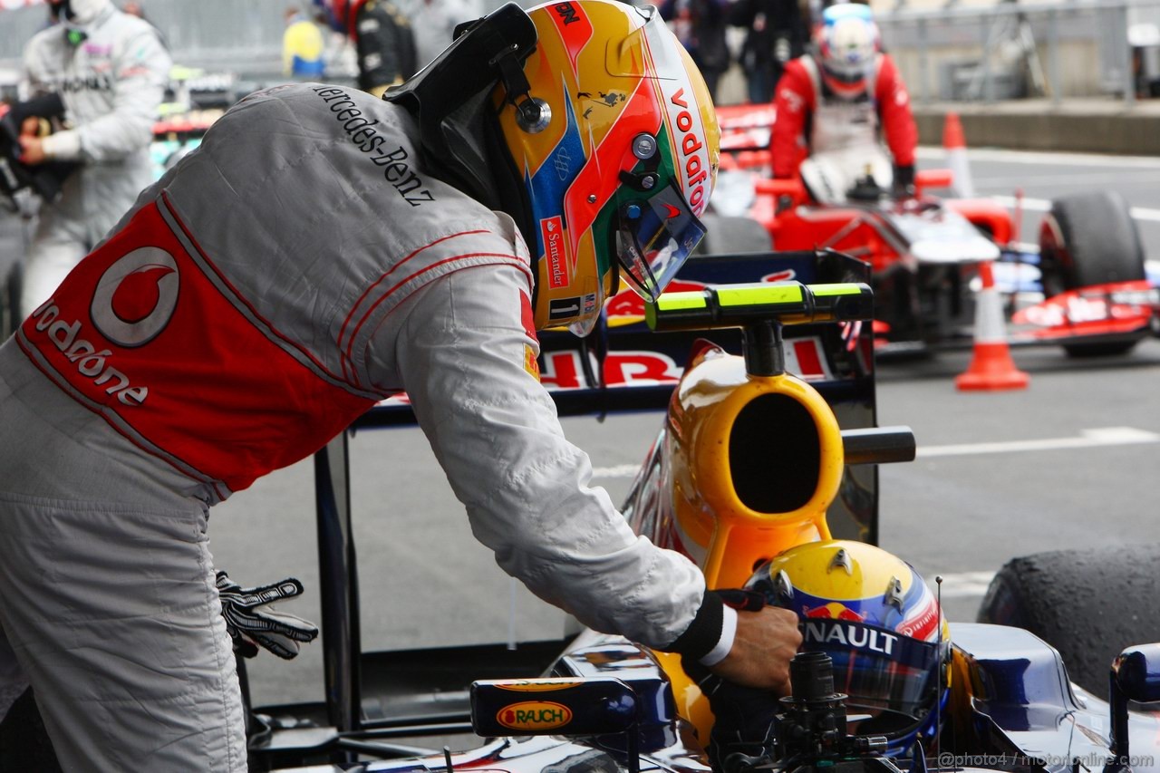 GP GERMANIA, 24.07.2011- Gara, Lewis Hamilton (GBR), McLaren  Mercedes, MP4-26 vincitore e Mark Webber (AUS), Red Bull Racing, RB7 terzo 