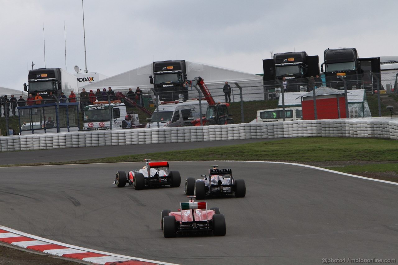 GP GERMANIA, 24.07.2011- Gara, Lewis Hamilton (GBR), McLaren  Mercedes, MP4-26, Mark Webber (AUS), Red Bull Racing, RB7 e Fernando Alonso (ESP), Ferrari, F-150 Italia 