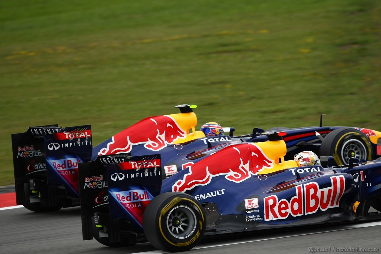 GP GERMANIA, 24.07.2011- Gara, Sebastian Vettel (GER), Red Bull Racing, RB7 e Mark Webber (AUS), Red Bull Racing, RB7 