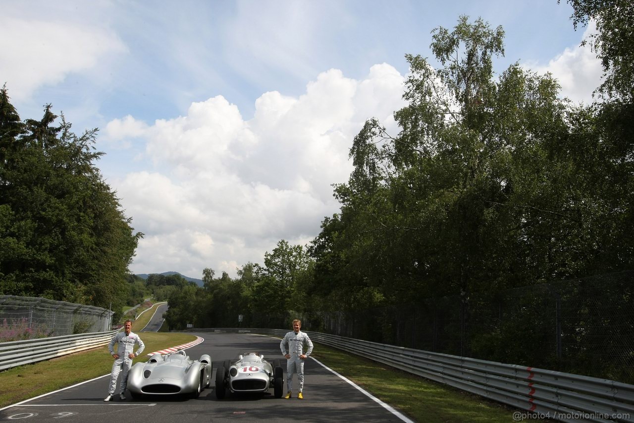 GP GERMANIA, 21.07.2011- Michael Schumacher (GER), Mercedes GP Petronas F1 Team, MGP W02 with Mercedes W196S e Nico Rosberg (GER), Mercedes GP Petronas F1 Team, MGP W02 with Mercedes W196
