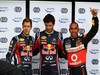 GP GERMANIA, 23.07.2011- Qualifiche, Sebastian Vettel (GER), Red Bull Racing, RB7 terzo, Mark Webber (AUS), Red Bull Racing, RB7 pole position e Lewis Hamilton (GBR), McLaren  Mercedes, MP4-26 secondo 