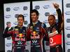 GP GERMANIA, 23.07.2011- Qualifiche, Sebastian Vettel (GER), Red Bull Racing, RB7 terzo, Mark Webber (AUS), Red Bull Racing, RB7 pole position e Lewis Hamilton (GBR), McLaren  Mercedes, MP4-26 secondo 