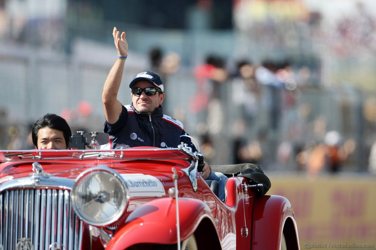 GP GIAPPONE, 09.10.2011- Rubens Barrichello (BRA), Williams FW33 at drivers parade  