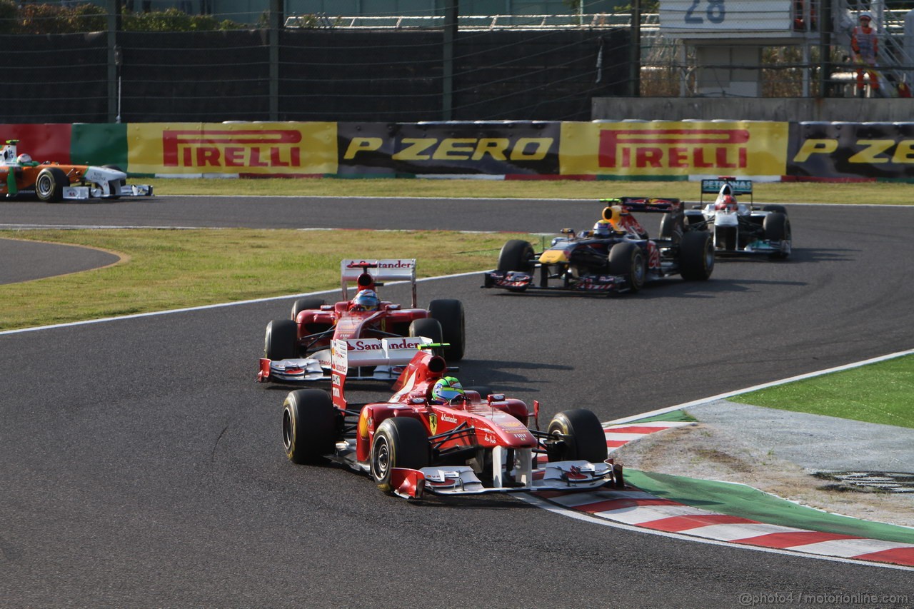GP GIAPPONE, 09.10.2011- Gara, Felipe Massa (BRA), Ferrari, F-150 Italia davanti a Fernando Alonso (ESP), Ferrari, F-150 Italia 