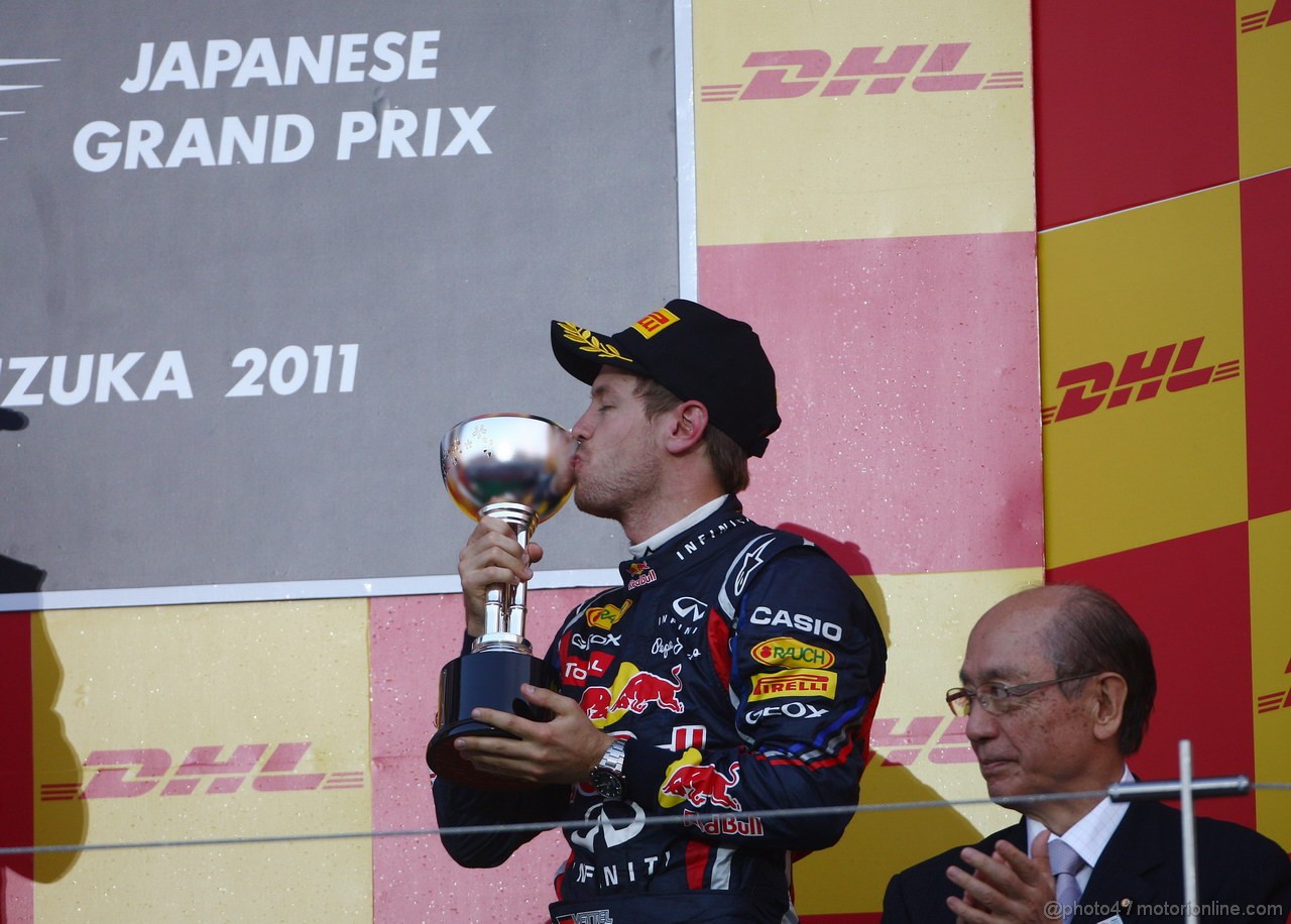 GP GIAPPONE, 09.10.2011- Gara, Sebastian Vettel (GER), Red Bull Racing, RB7 2011 F1 Champion e terzo in the race