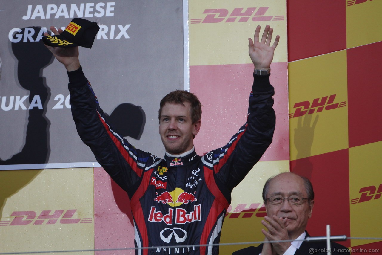 GP GIAPPONE, 09.10.2011- Gara, Sebastian Vettel (GER), Red Bull Racing, RB7, 2011 F1 Champion e terzo in the race