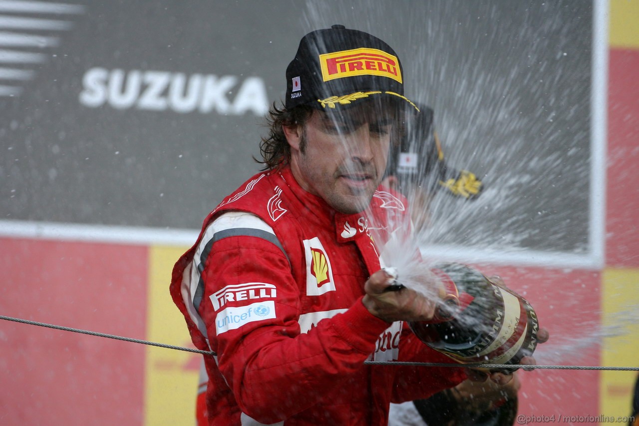 GP GIAPPONE, 09.10.2011- Gara, Fernando Alonso (ESP), Ferrari, F-150 Italia secondo