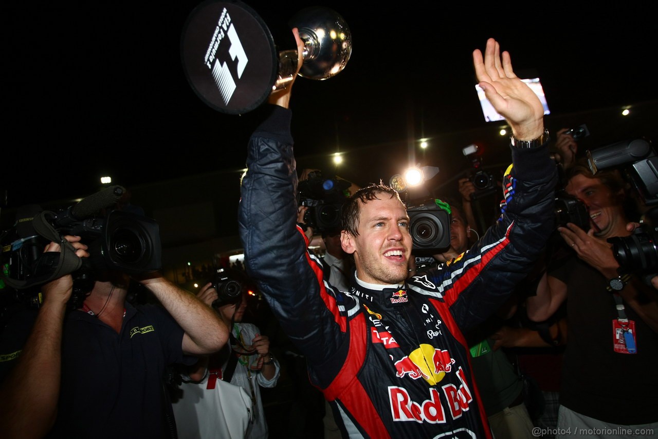 GP GIAPPONE, 09.10.2011- Sebastian Vettel (GER), celebrates his second World F1 Championship