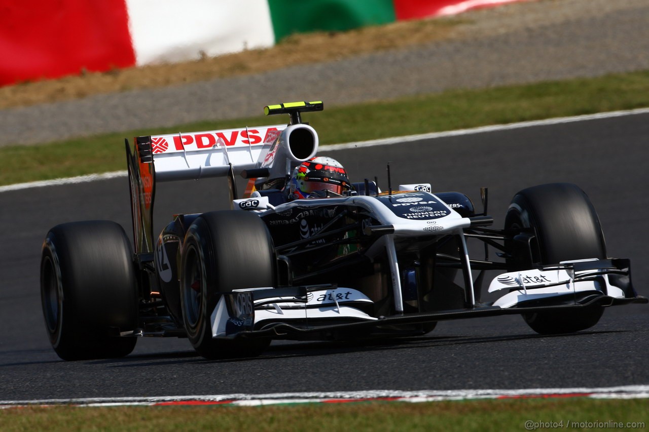 GP GIAPPONE, 08.10.2011- Prove Libere 3, Sabato, Pastor Maldonado (VEN), Williams FW33