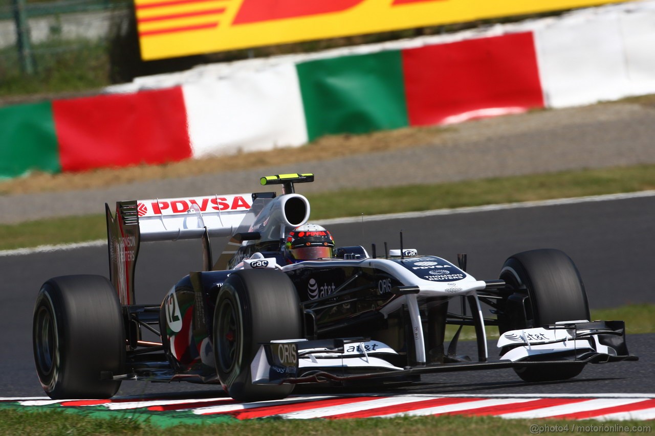 GP GIAPPONE, 08.10.2011- Prove Libere 3, Sabato, Pastor Maldonado (VEN), Williams FW33 